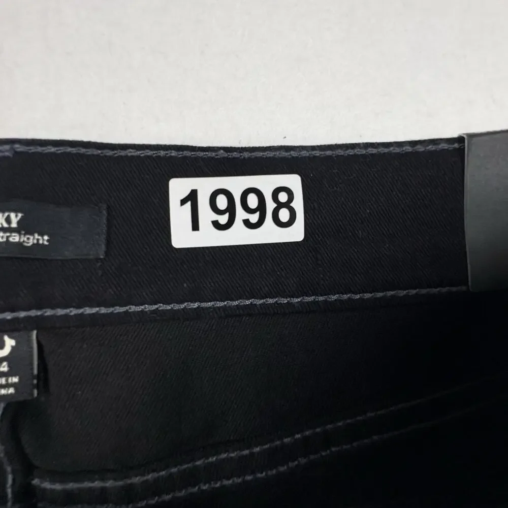 True Religion Ricky Jeans Mens 34x31 Black Relaxed Straight Stretch Denim Rinse